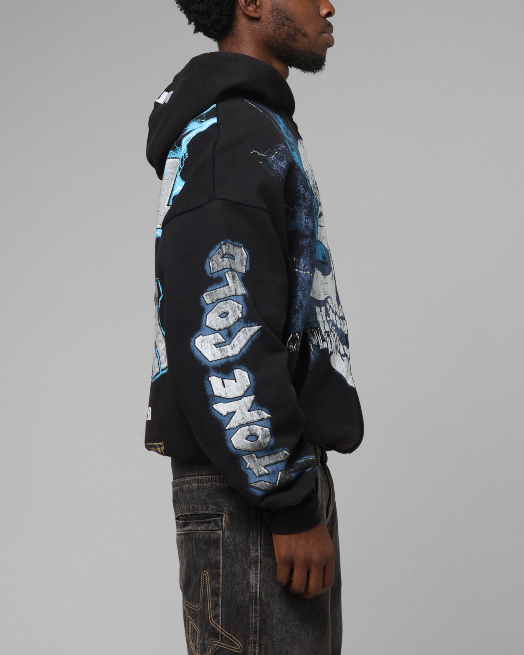 Loiter X WWE Stone Cold Beef Vintage Zip Hoodie Black | Culture