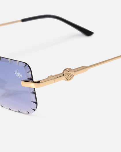 Belvoir & Co Hampton Diamond Cut Sunglasses Gold/Blue