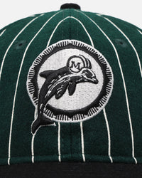 New Era Miami Dolphins 9FIFTY Retro Melton Pinstripe Strapback Dark Green/Black
