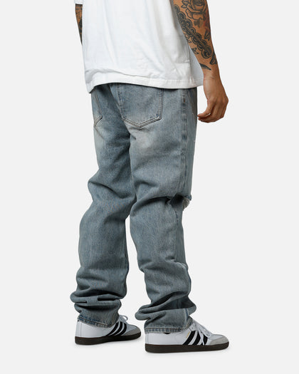 MNML Painted Straight Denim Jeans Light Blue