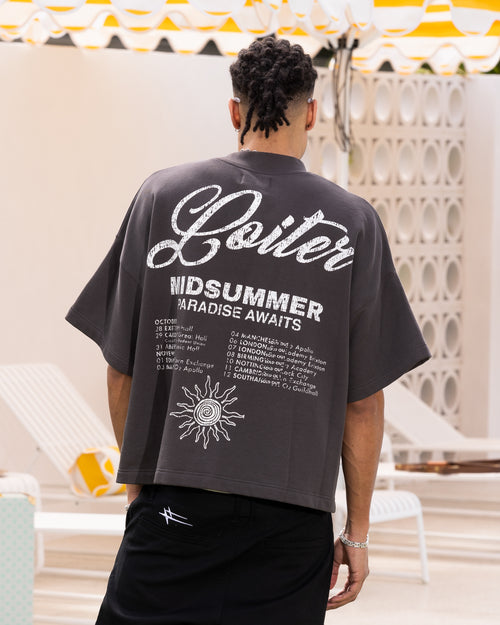 Loiter Palm Spring Box T-Shirt Charcoal