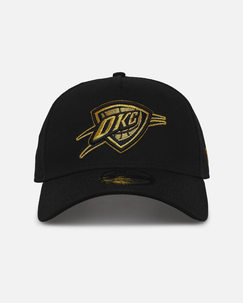 New Era Oklahoma City Thunder 'NBA Black & Gold Embroidery' 9FORTY A-Frame Snapback Black/Gold