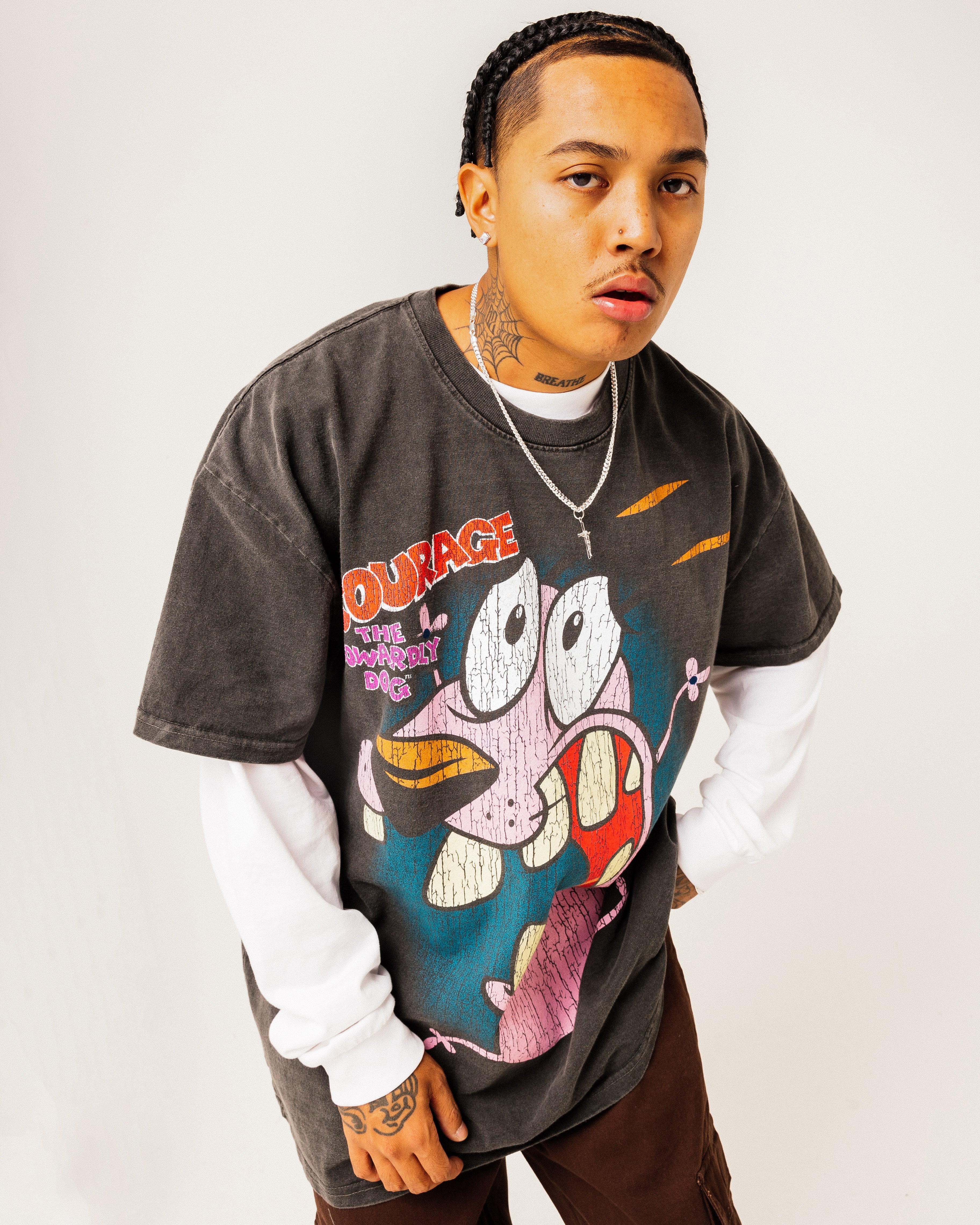 courage 73Studio X Cartoon Network Courage Heavyweight T-Shirt Black Wash