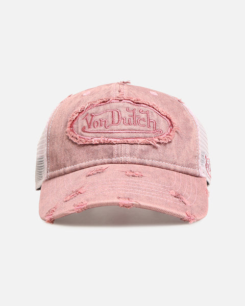 Von Dutch Overdye Wash Trucker Snapback Pink | Culture Kings US