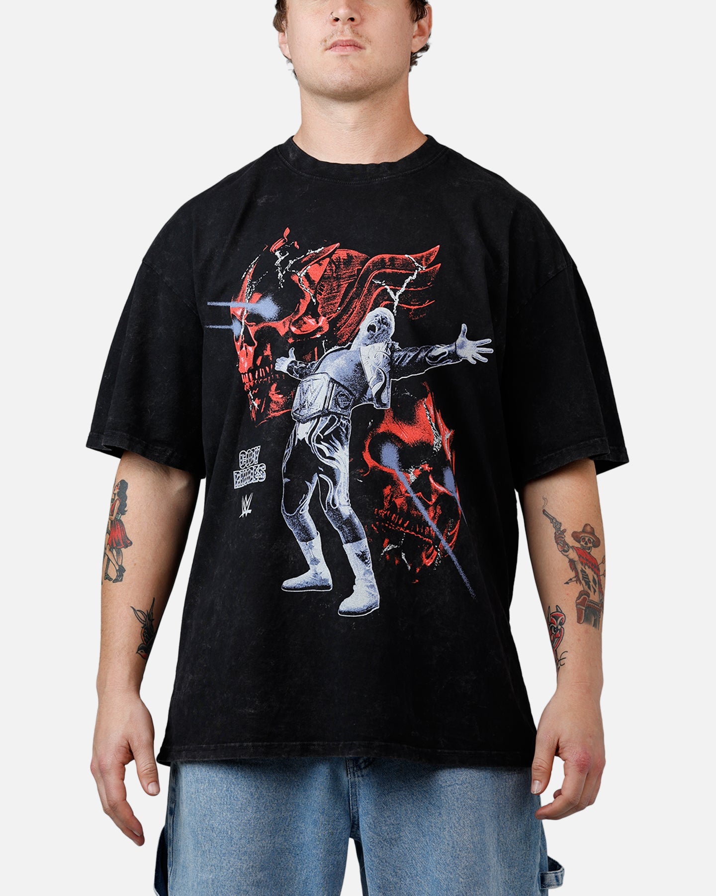 73Studio X WWE Wrestlemania 42 Cody Rhodes T-Shirt Black Acidwash