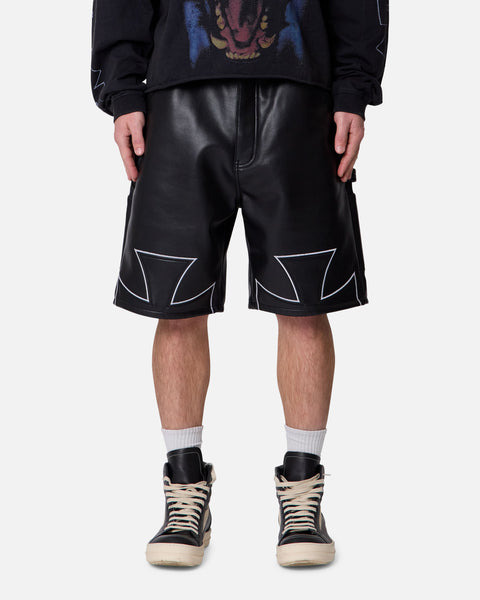 【新品完売品】CLUBHAUS The Crew Shorts - XL MNML Ultra Baggy Iron Cross Leather Shorts Black | Culture Kings US