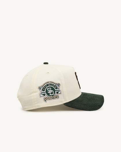 New Era San Diego Padres 'Chrome White Green' Corduroy Visor 9FORTY A-Frame Snapback Chrome