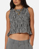 XXIII Women's Shirred Top Black Check