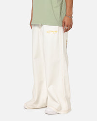 Ed Hardy Ultra Wide Leg Denim Jeans Off White/Yellow