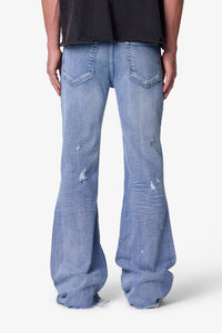 MNML Distressed Super Flare Denim Blue