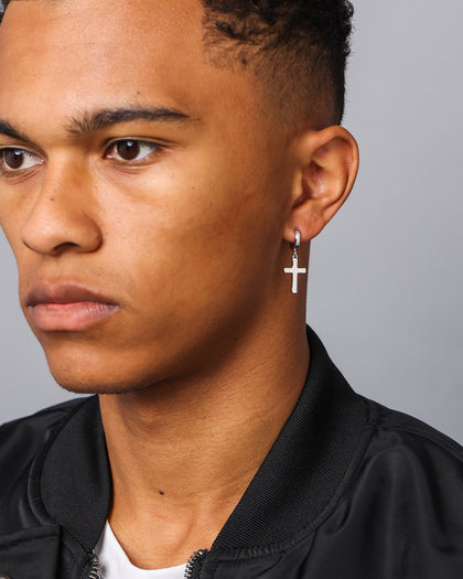 NXS Mini Cross Earring White Gold