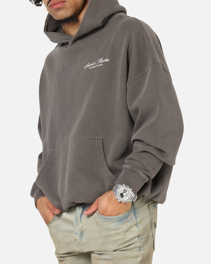 Saint Morta Studios Logo Boxy Hoodie Washed Black