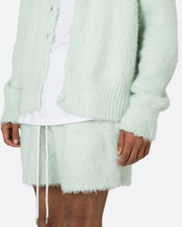 MNML Fuzzy Cardigan Sweater Mint