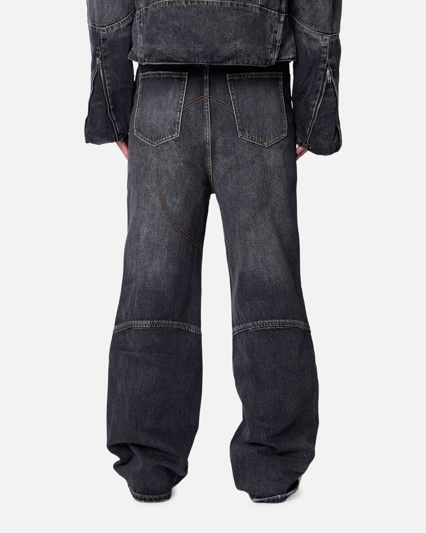 MNML Panelled Moto Denim Jeans Washed Black | Culture Kings US