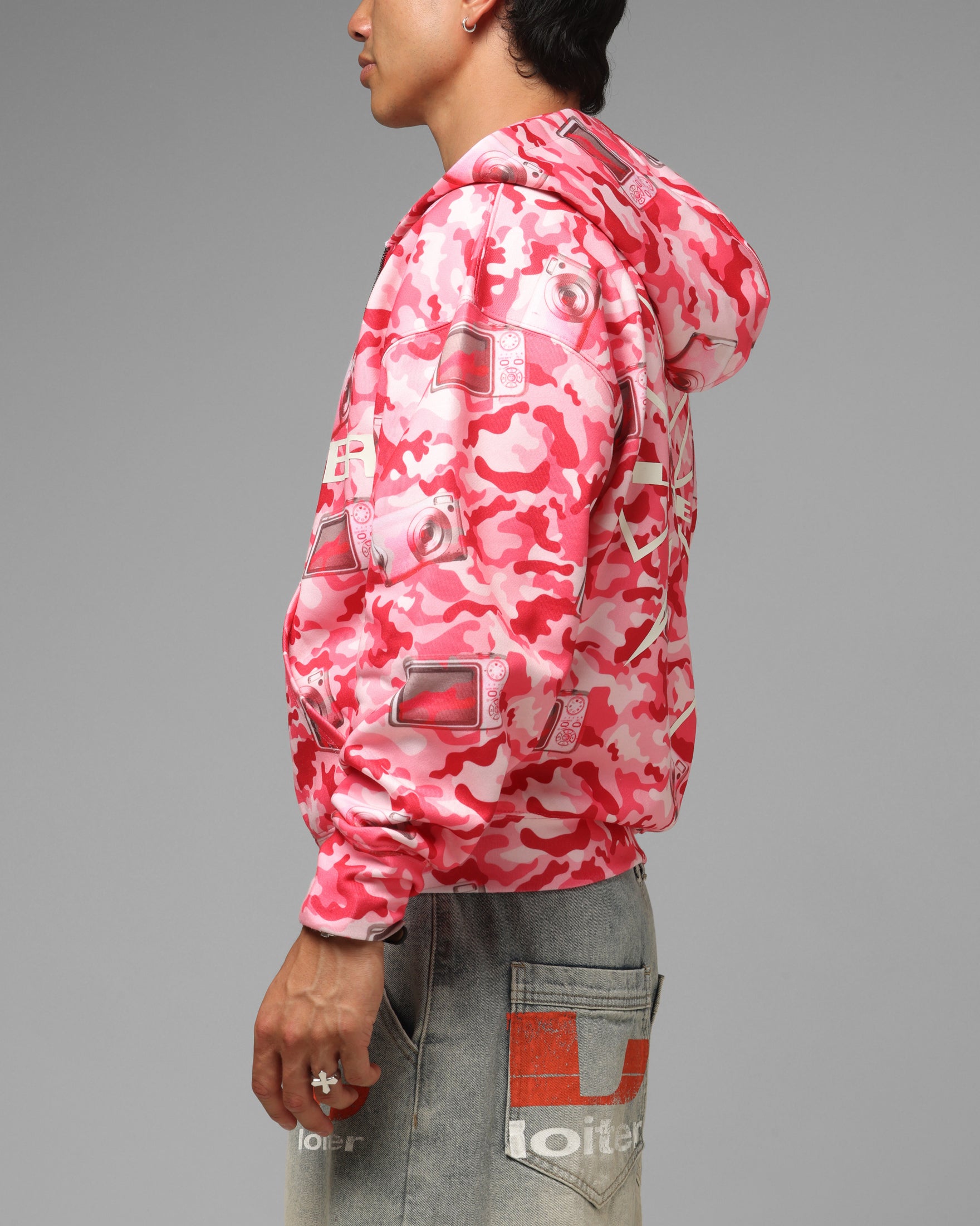 Loiter Digi Camo Zip Hoodie Pink Camo | Culture Kings US