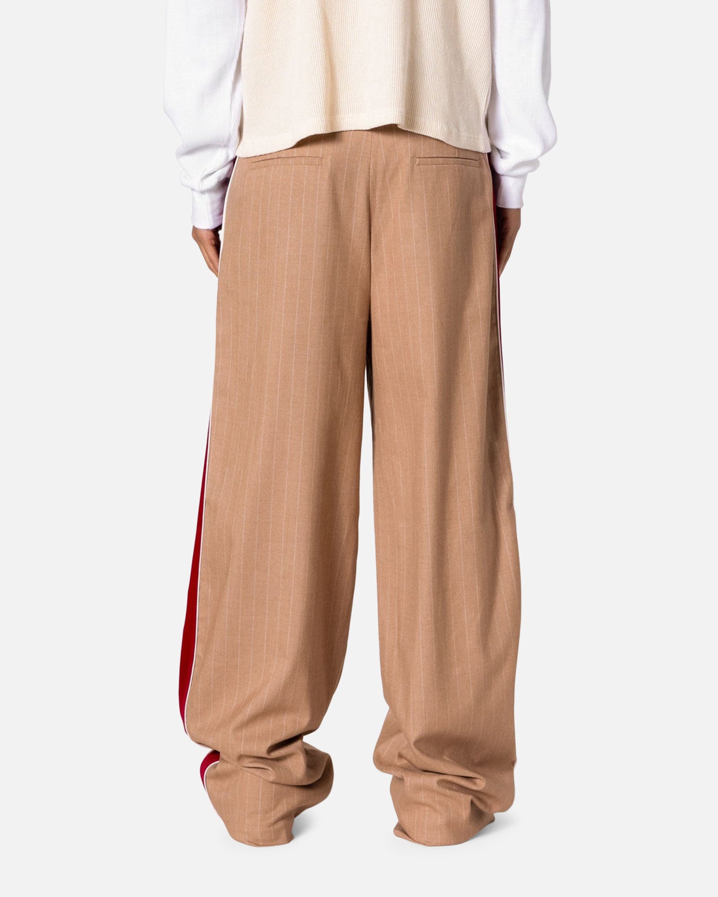 MNML Pinstripe Velvet Trim Pants Tan | Culture Kings US