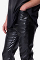 MNML Super Stacked Leather Pants Black