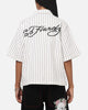 Ed Hardy Euro Short Sleeve Button Up Shirt White Pinstripe