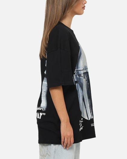 73Studio Star Wars Stand Off Glitter T-Shirt Black Acidwash