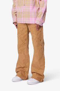 MNML Distressed Iron Cross Denim Brown