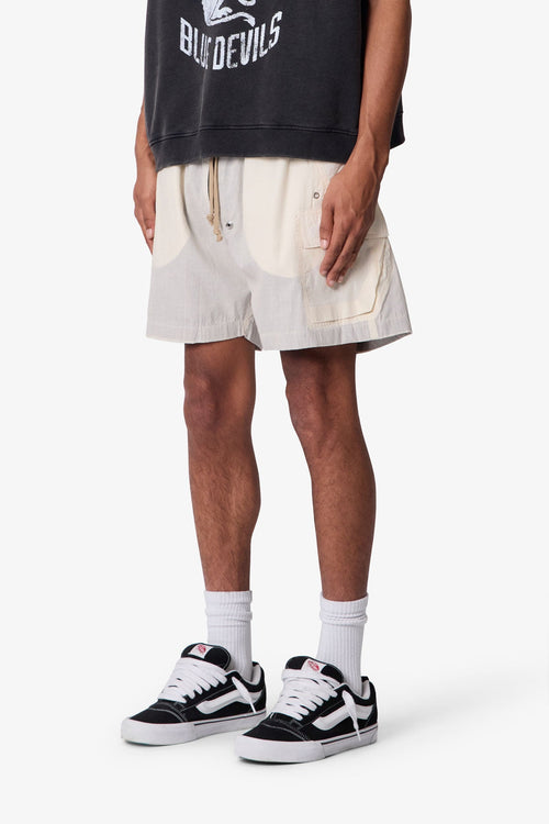 MNML Mesh Mud Cargo Shorts Off White