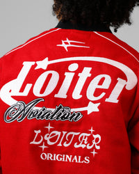 Loiter Aviation Bomber Jacket Red/Black