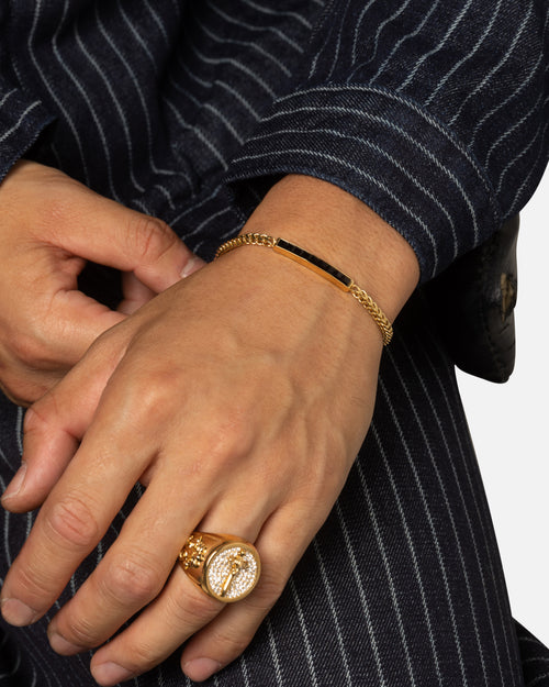 Guess Mainline Noir Crystals Plate Bracelet Gold
