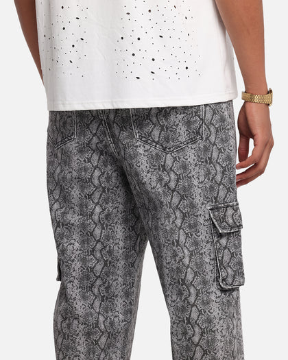 XXIII Snake Skin Cargo Pants Black Snake Print