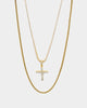 NXS Double Cross Chain Iced Gold