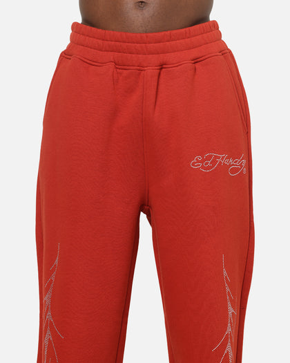Ed Hardy Cyber Rhinestone Track Pants Red