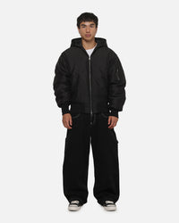 Saint Morta Marked Hooded Bomber Jacket Off Black