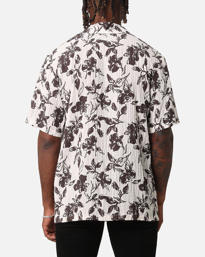 XXIII Floral Textured Button Up Shirt White/Black