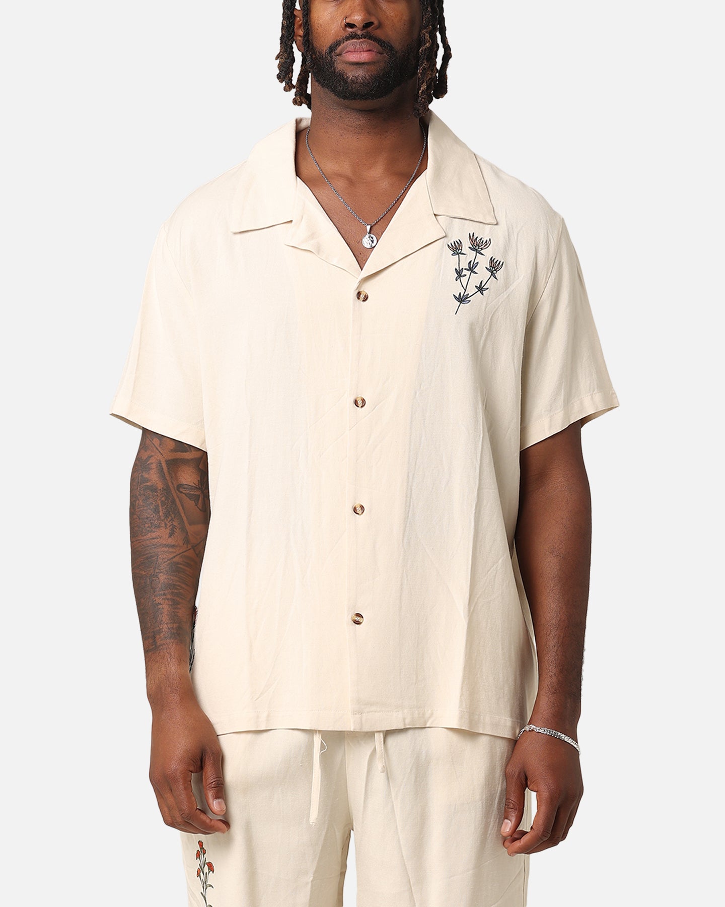 ミュージシャン DISH//aRangeDesignT-shirt flower White XXIII Desert Flower Linen Button Up Shirt Off White | Culture Kings US