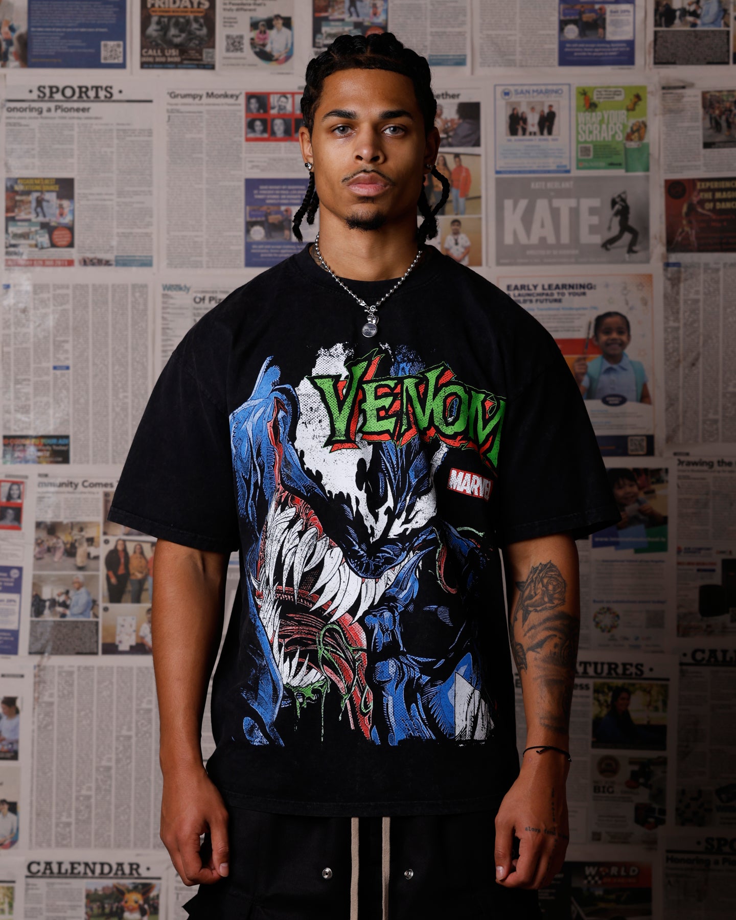 よ*う様 the mad shop トラベラーシャツ wolf&wolff 73Studio Marvel Venom Eddie Brock T-Shirt Black Acidwash | Culture