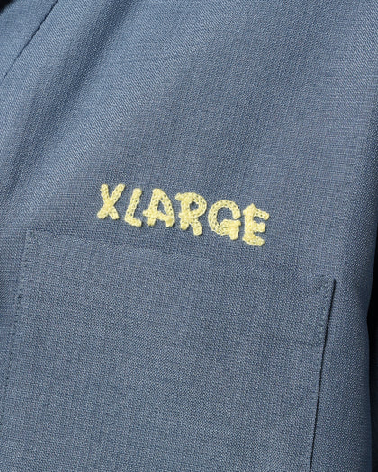 X-Large Drawing OG Open Collar T-Shirt Blue