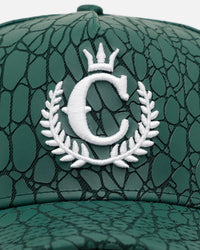 New Era New Era X Culture Kings 'Croc Skin 2.0' 9FORTY A-Frame Snapback Dark Green