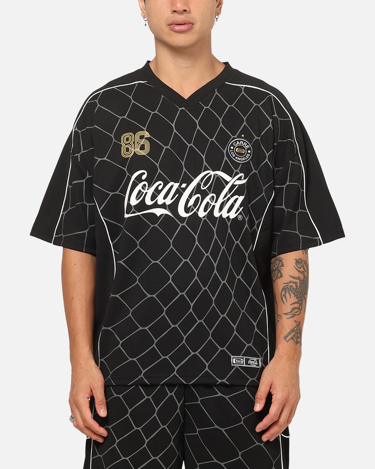 Coca-Cola ラガーシャツ ブラック Carre Carré X Coca Cola The Grid Mesh Jersey Black | Culture Kings US