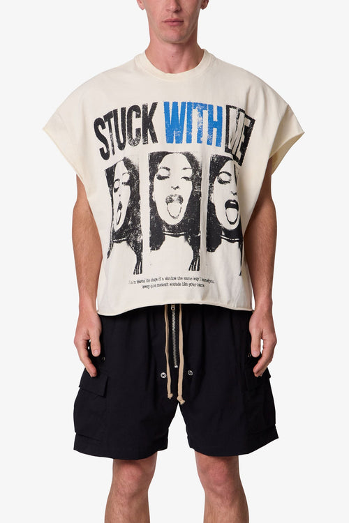 MNML Stuck With Me Cut-Off Tee Off White