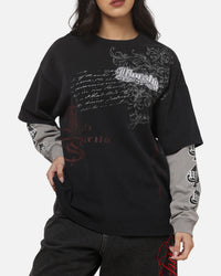 Worship Catharsis Box Crop Long Sleeve T-Shirt Washed Black