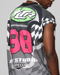 Loiter Motorsport Muscle T-Shirt Grey/Multi-Coloured