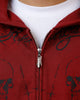Revenge Tattoo Zip Hoodie Red