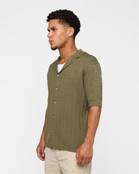 XXIII Terry Knit Button Up Shirt Khaki