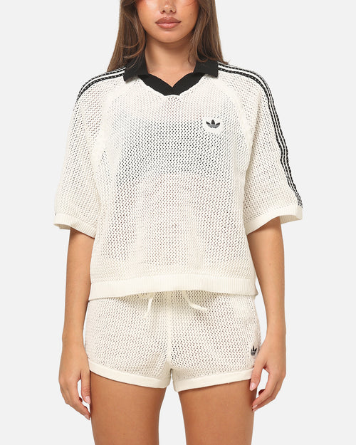 Adidas Women's Crochet Polo Shirt White/Black
