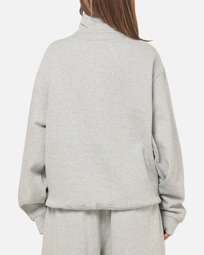 American Thrift Leisure Quarter Zip Mock Neck Sweater Grey Marle
