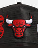 New Era Chicago Bulls 'Mesh Crown All Over Logos' 9FORTY A-Frame Snapback Official Team Colour