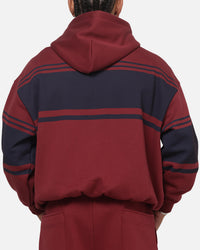 Carre Varsity Stripe Zip Hoodie Burgundy/Navy