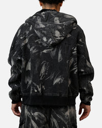MNML Double Denim Hood Bomb Jacket Black