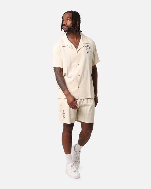 XXIII Desert Flower Linen Button Up Shirt Off White
