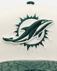 New Era Miami Dolphins 'Croc Skin 2.0' 9FORTY A-Frame Snapback Chrome/Dark Green