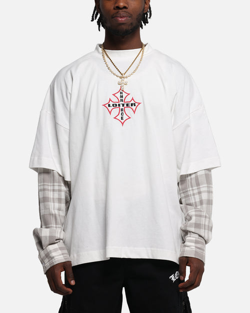 Loiter Layered Flannel T-Shirt Cream